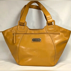 Nine West large Hobo Purse Mustard Yellow Faux leather